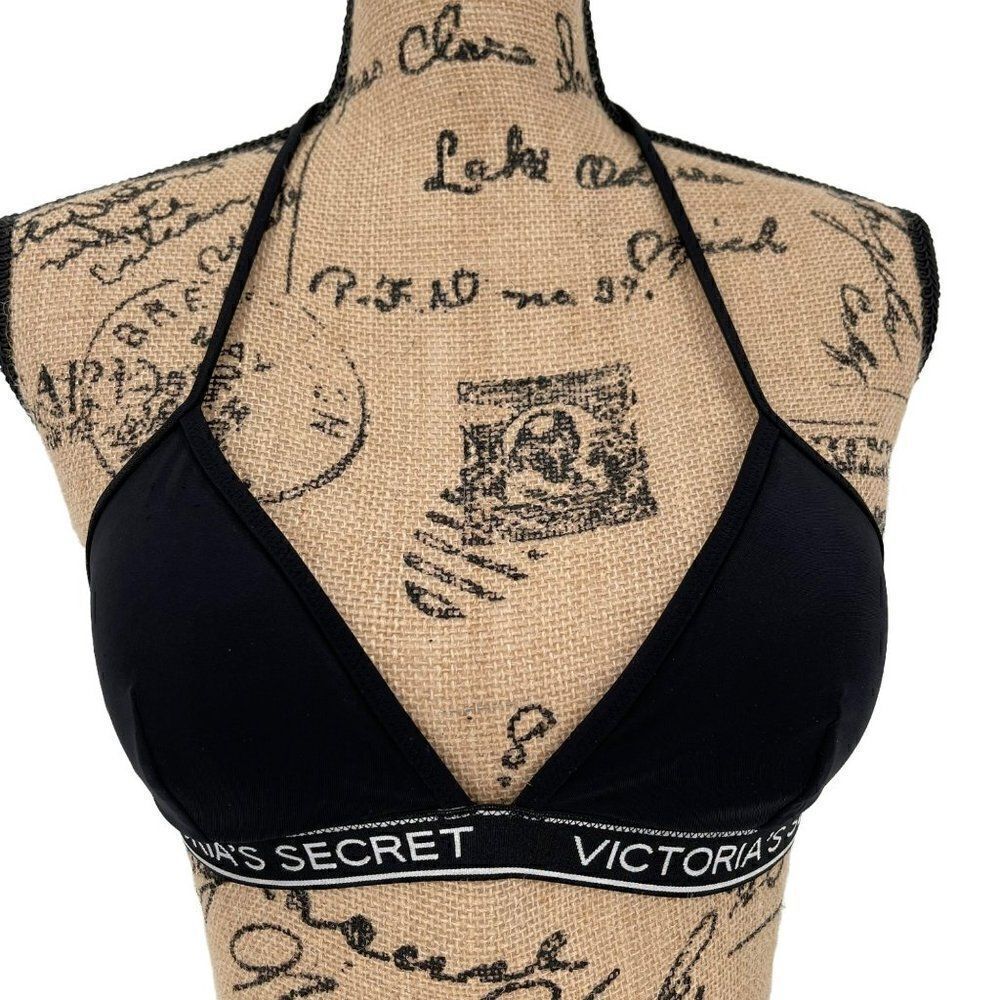Victoria's Secret The Teeny Triangle Swimsuit Top Padded Black Small 11054339‎
